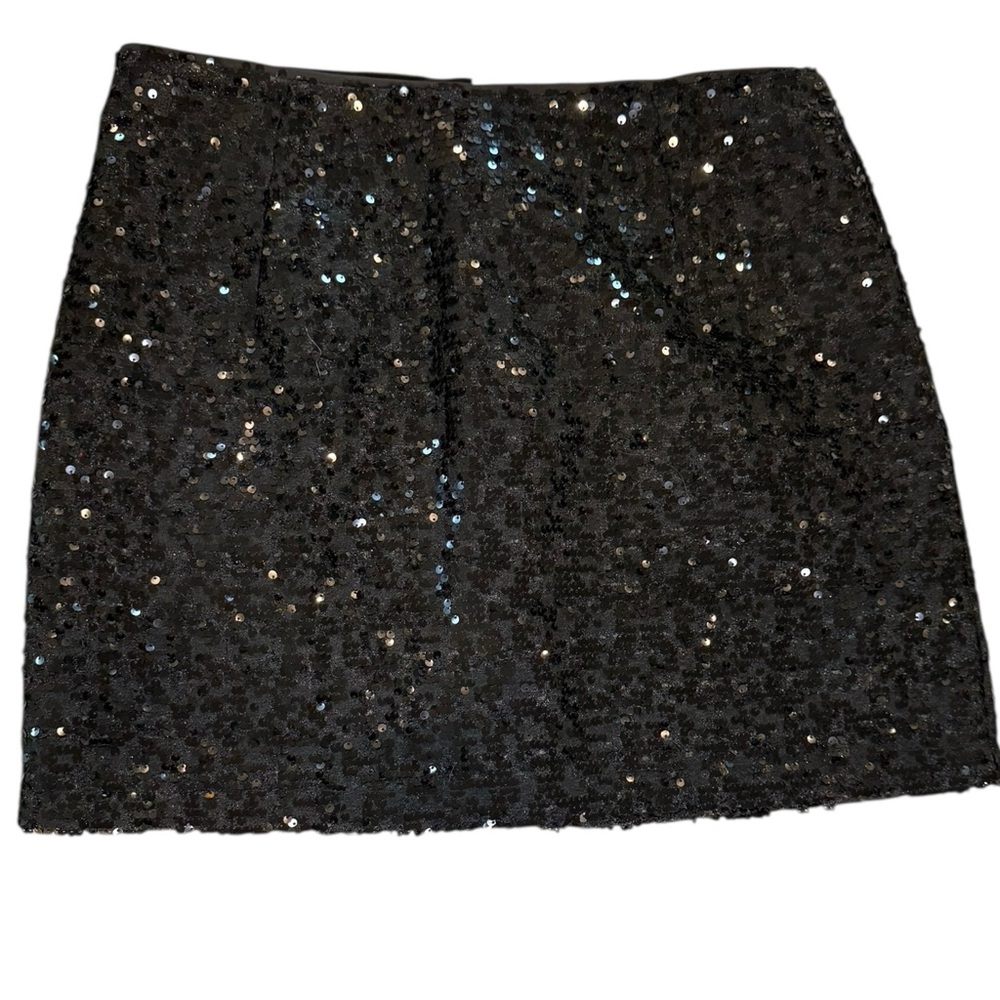 Black Sequin Mini Skirt "I" New NWT Women's Medium Holiday Party Skirt